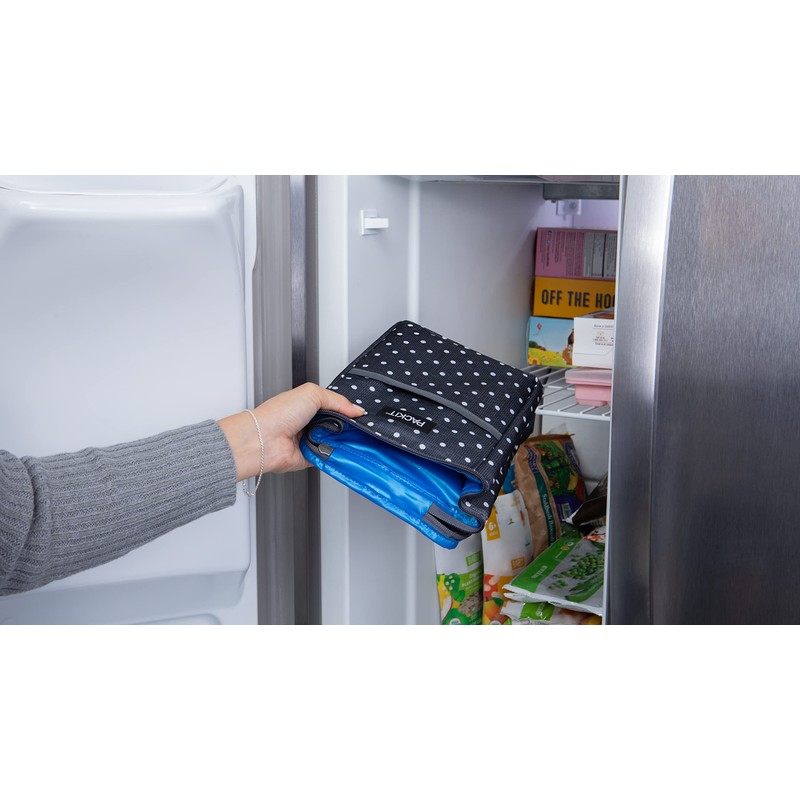 PackIt Freezable Double Bottle Bag, Polka Dots, Bottle Bag