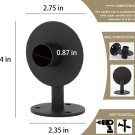 Set of 4 Candle Sconces Wall Decor Black Wall Candle Holder Set for Living Room, Dining Room, Fireplace,Entrance, Christmas Wall Decoration