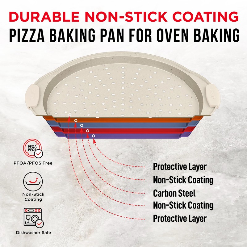 Bakken Pizza Baking Pan - Round Perforated Carbon Steel Pan