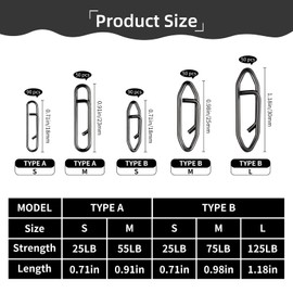 Nexlynk 330 Pcs Black Lure Clips, 5 Sizes Quick Change Fishing Speed Clips