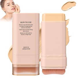Base de Maquillaje En Barra con Brocha, Base de Maquillaje en 3 en 1, Alta Cobertura, Maquillaje en Barra, Resistente al Agua y al Sudor, para Un Acabado Natural Sin Brillo (#1 Crema)