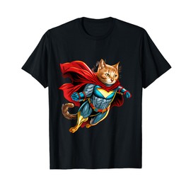 Superhero Cat Red Cape Super Hero Cat Kitten Kitty T-Shirt