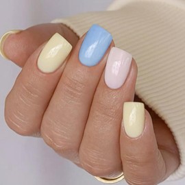 JMEOWIO Nail Foil UV Hardening Yellow Blue UV Gel Nail Strips Nail Stickers Nail Stickers Nail Art Decoration Nail Design Accessories