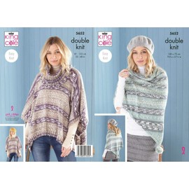 Knitting Pattern Ladies Poncho Snood and Cowl in Fjord DK 5652 King Cole