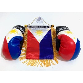 Philippines Flag & Boxing Glove Set - Car Accessories, Home, Wall, Door, Window Decoration - Filipino Gifts