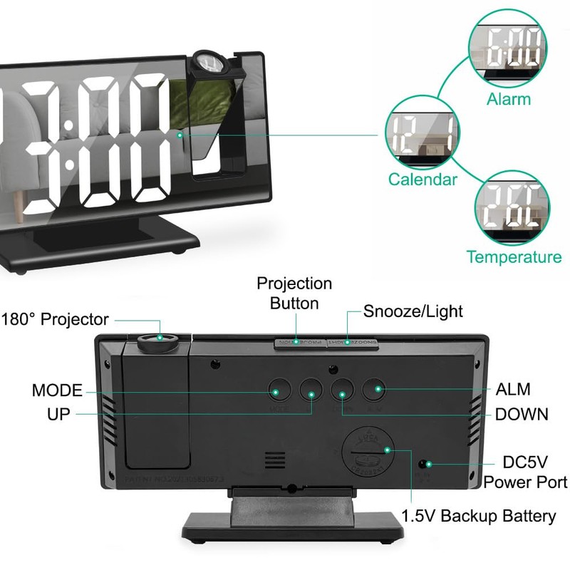 MiOYOOW Alarm Clock, Bedroom Alarms, 3-Level Brightness, Small Digital Clock