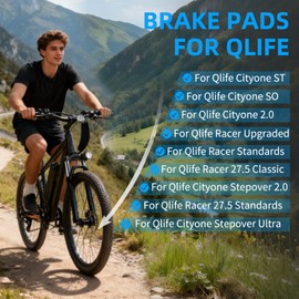 JERBOR Upgrade Brake Pads for Qlife Racer/Racer 27.5/Cityone ST/2.0/SO/Stepover Ultra/Stepover 2.0 E-Bike, Front or Rear Disc Brake Pad Heat Resistant Low Noise Brake Pads for Qlife Accessories,1 pair