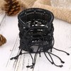 Feeyios 6 Pcs Mens Leather Bracelet Black Braided Rope Bracelet