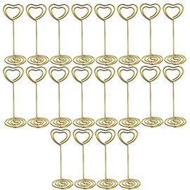 Table Number Holder – YQBOOM 20 Pack 3.35“ Wedding Table Name Card Holder Round Shape Craft Wire Clip Note Photo Memo Stand – Gold