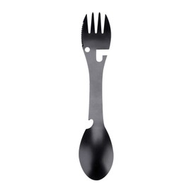 Multi-Function Camping Utensils, 5 in 1 Multifunction Spoon Fork, Stainless Steel Multi-Tool Utensils, Spoon Fork Bottle Can Opener Sawtooth Cutter, Easy to Carry, for Camping Travel Cutlery