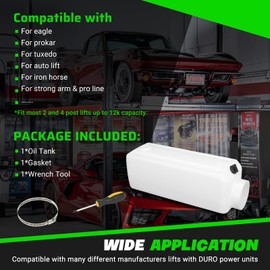 LEAPTREND Oil Reservoir Tank with Clamp & Wrench Tool Fit for DURO Power Units, Compatible with Prokar|Eagle Lifts|Auto Lift|Strong Arm & Pro Line|Iron Horse|Tuxedo Lift