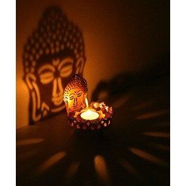 Ghee Lamp Butter Lamp Holder Golden Cup Candle Holder Tibetan Brass Oil Lamp Buddhist Altar Supplies Metal Hollow Carved Light Shadow Art Candle Holder (Maitreya)