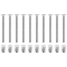 10 Sets of Furniture Connector Bolts and Barrel Nuts,Bed Bolt and Nut Kit (M6×60mm)