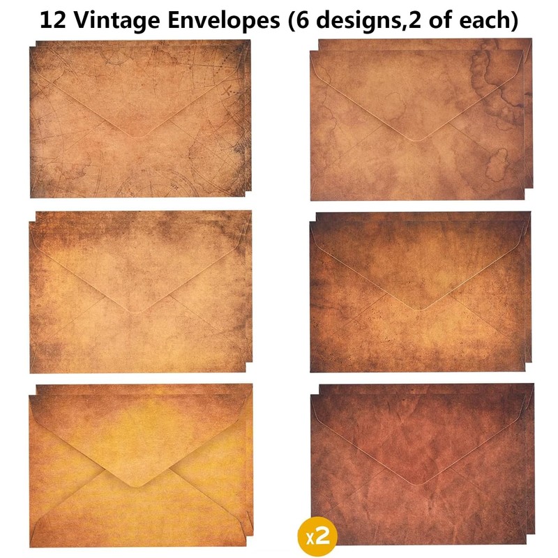 Vintage Stationery Paper and Envelopes Set - 24 Sheets Classic