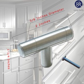 (25 Pack, L: 2 Inch) Swiss Kelly Hardware Satin Nickel Kitchen Cabinet Handles Drawer Pulls Knobs
