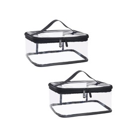 Augbunny Multifunctional PVC Storage Bag Waterproof Cosmetic Bag Portable Travel Handbag Toiletry with Double Zipper 2 -Pack