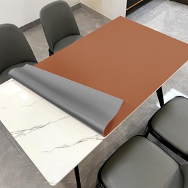 Zinkooat Leather Table Cover,1.8mm Thick,35.4x70.9 Inch Table Protector,Table Protector for Dining Room Table,Dining Table Cover,Table Cover Protector,Kitchen Table Cover(Brown+Gray,35.4x70.9)