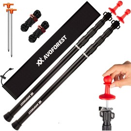 Tarp Poles Heavy Duty Adjustable, AVOFOREST Aviation Aluminum 8.7FT Tent Poles Lengthen and Thicken with Protection Cap Awning Poles Set of 2 for Hiking