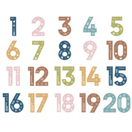 20Pcs 13In Boho Jumbo Numbers Bulletin Board Set Boho Rainbow 1-20 Cutouts for Wall Decoration Learning Educational Teaching Tool Supplies