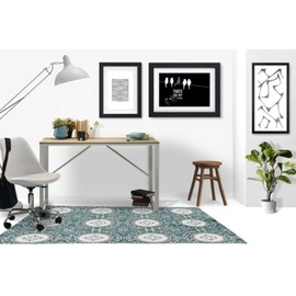 Elegant Low Pile Office Chair Mat | Durable 100% Polyester Chenille with Heavy Cotton Back | Foldable & Rectangular, Easy to Vacuum | Pretty Floral & Circle Print in Green Color | Size: 48" W x 72" L