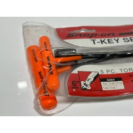 Snap-On Tools USA (NOS New) AWCGT-500 5pc ORANGE Torx T-Key Wrench Set T8-T25