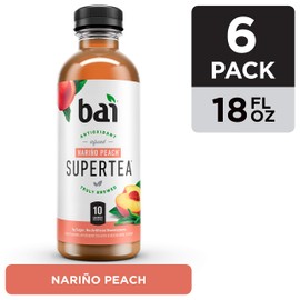 Bai Iced Tea, Narino Peach, Antioxidant Infused Supertea, Crafted with Real Tea (Black Tea, White Tea), 18 Fl Oz (Pack of 6)