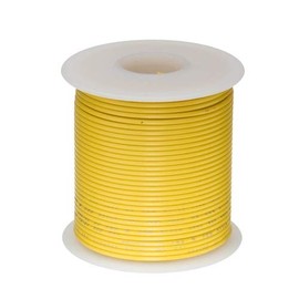 14 AWG Gauge UL1007 Solid Hook-Up Wire, 300V, 0.0641" Diameter, Yellow, 25' Length