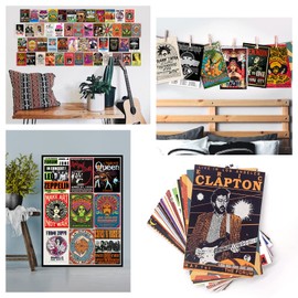 Album Covers Vintage Rock Wall Collage Kit Aesthetic Pictures 50 Pcs ,70s 80s 90s Vintage Poster Room Decor, Music Posters, 4x6'' Photo Printed, Teen Girls