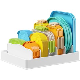 Lifewit Organizador de Gabinete de Cocina para Tapa de Contenedor de Alimentos, Soporte para Tapa con 6 Divisores Ajustables y 7 Secciones para...    