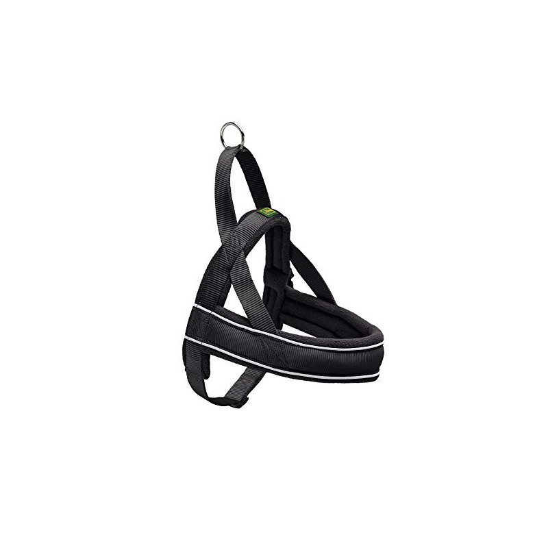 Hunter Racing Norwegian harness for dogs, nylon, reflective, coat-friendly, Black,