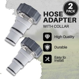 2-Pack Replacement Threaded to Clamp Style Hose Adapter for Intex Pool Sets with 1.5 and 1.25-Inch Hoses - Fits Filter Pumps, Chlorine Generators and Salt Systems with Threaded Hose Connections