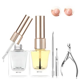 Nagelhautentferner Set, Nagelhautentferner Flüssig+Cuticle Oil +Nagelhautzange+Nagelhautschieber, Fingernagel Pflege Set, Macht die Nagelhaut Weich, Entfernt Abgestorbene Hautzellen, 5 Stück