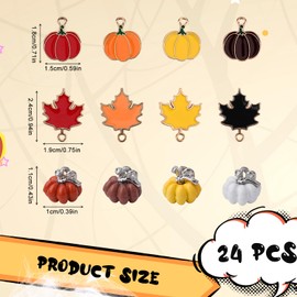 Mikovivi 24pcs Fall Charms, Maple Leaf Pendant Charms Pumpkin Charms Earring Autumn Making Charms Diy Crafts Bracelet Necklace Thanksgiving Decorations for Earring Jewelry Necklace