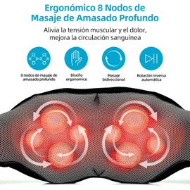 Masajeador Shiatsu para Cuello y Espalda con Calor y 8 Nodos Profesionales