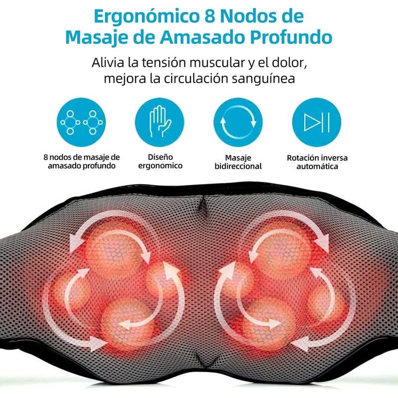 Masajeador Shiatsu para Cuello y Espalda con Calor y 8