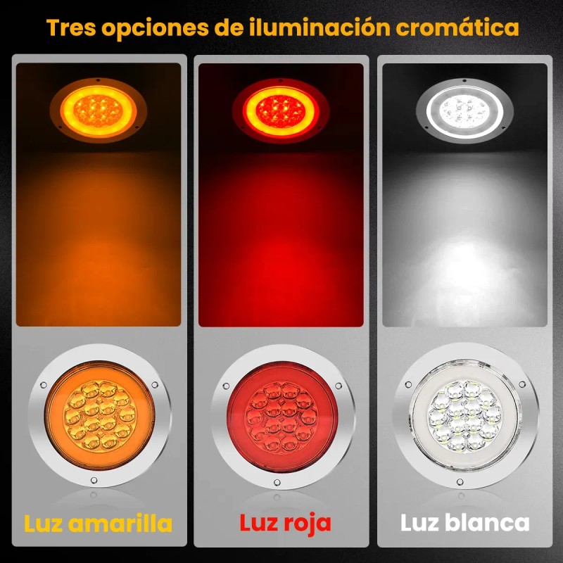 4 Plafones 14 Led Redondo Camion Estrobo 3 Funciones 12-24v