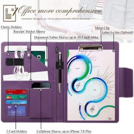 Toplive Portfolio 3 Ring Binder, Business PU Leather Padfolio Organizer Case, Executive Portfolio Folder for Interview Resume Conference 12.8" x 9.5", Black