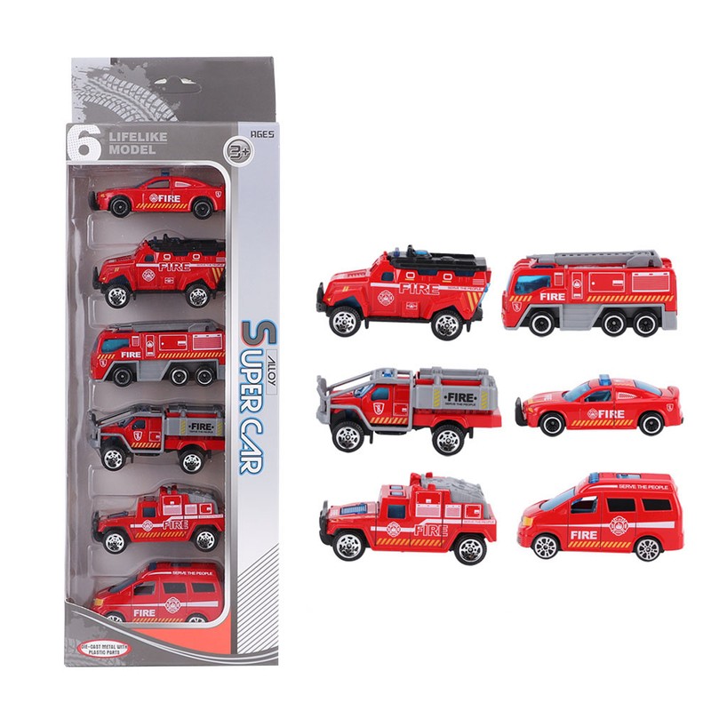 6pcs 1:64 Engineering Car Model Alloy Simulation Vehicle Car Model