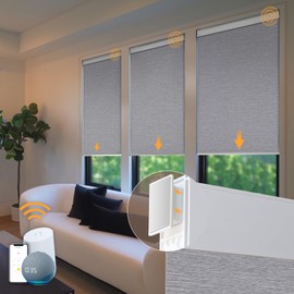 Motorized Blinds No Drill Automatic Blinds for Windows Cordless Roller Shades Electric Blinds with Remote Control Smart Blinds (Grey, 35 x 72)