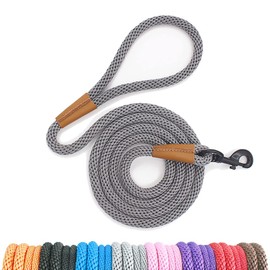 lynxking Dog Leash Rope Dog Training Leash 2FT 6FT Strong Heavy Duty Braided Training Lead Leashes for Small Medium Large Dogs (Grey, Snap Lead-Small 3/8in x 6ft)