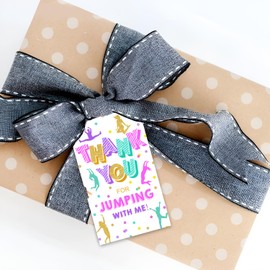 50Pcs Jump Party Thank You Tags Trampoline Jump Thank You Tags Jump and Bounce Birthday Party Thank You Gift Tags Jump Theme Hanging Paper Tags Labels for Boys Girls Birthday Party Favors