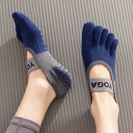 Small Fish Plus Five-Finger Split Toe Strap Yoga Pilates Fitness Socks One Size/Red 20ea