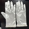 AWOCAN Short Satin Gloves Wrist Length Gloves Bridal Floral Lace
