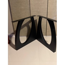 FUSHIAIPTC Table Legs 28 Inch, Heavy Duty Metal Desk Legs for Table, Thickened and Widened Dining Table Legs Set of 2, Black Modern Elliptical DIY Artistic Design Legs (28''x 28'')