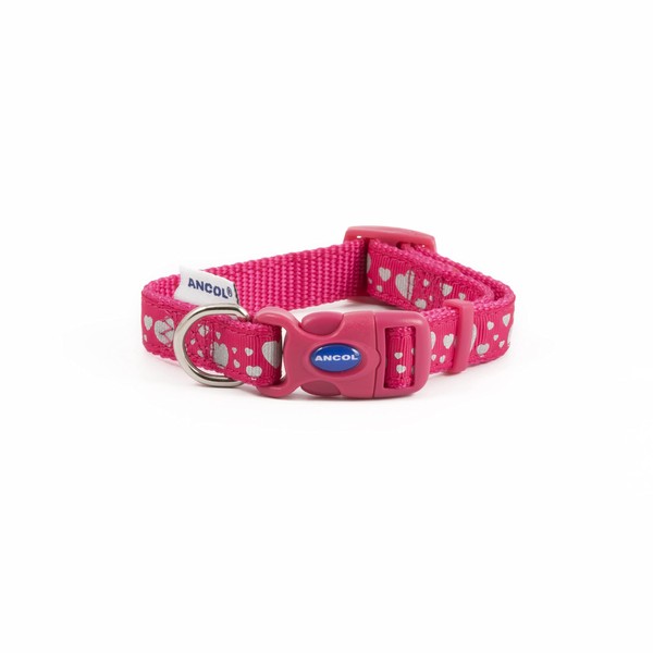 Ancol Adjustable Nylon Collar with Reflective Hearts 45-70cm 0.2kg
