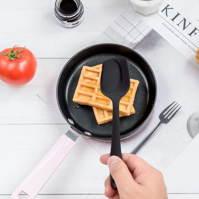 HOTEC 600℉ Heat Resistant BPA-Free Silicone Rubber Spatula Set,Kitchen Cooking