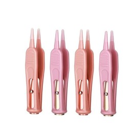 4 Pcs Pink Plastic Nose Cleaning Tweezers Nose Booger Cleaner Baby Nasal Tweezers Booger Removers with LED Light for Baby Care, Baby Nasal Aspirators
