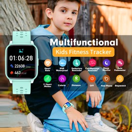 HENGTO Fitness Tracker Watch for Kids, IP68 Waterproof Kids Smart Watch with more Sport Modes, Pedometers, Heart Rate, Sleep Monitor, Great Gift for Boys Girls Teens 6-16 (Green)