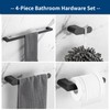 Bathroom Hardware Set, 4-Piece Black Towel Rack Towel Holder Toilet