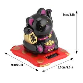Leopacat Maneki Neko Lucky Cat - Battery Operated Waving Arm Feng Shui Fortune Figurine | Desk Decor | Japanese Beckoning Cat for Wealth Prosperity | Home Office Shop Gift (Black and White)